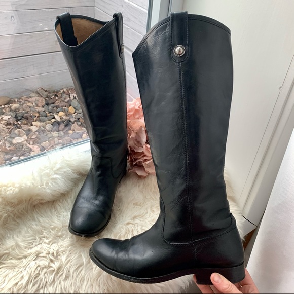 FRYE Melissa Button Black Tall Shaft Leather Boot - Picture 2 of 15